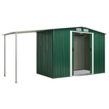 Garden Shed with Sliding Doors Green 386x131x178 cm Steel