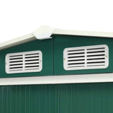 Garden Shed with Sliding Doors Green 386x131x178 cm Steel - Rear View