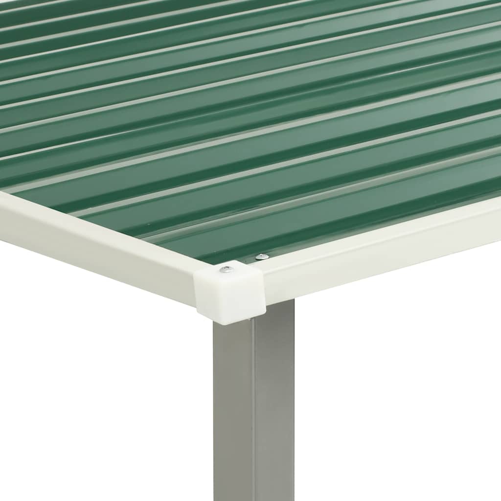 Garden Shed with Sliding Doors Green 386x131x178 cm Steel