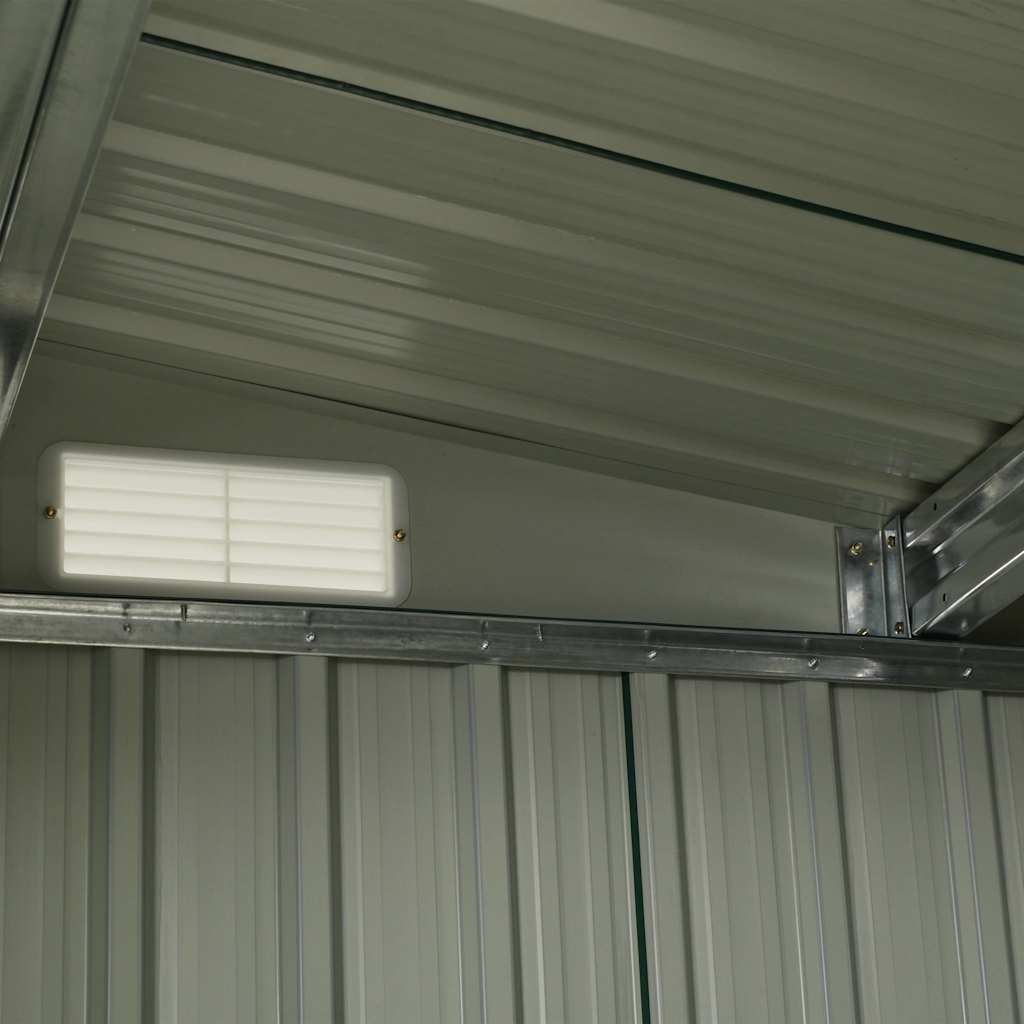 Garden Shed with Sliding Doors Green 386x131x178 cm Steel