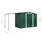 Garden Shed with Sliding Doors Green 386x131x178 cm Steel