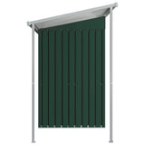 Garden Shed with Extended Roof Green 346x121x181 cm Steel - Top-Down View