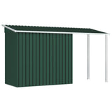 Garden Shed with Extended Roof Green 346x121x181 cm Steel - 45-Degree Angle