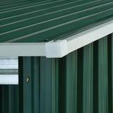 Garden Shed with Extended Roof Green 346x121x181 cm Steel - Rear View