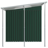 Garden Shed with Extended Roof Green 346x193x181 cm Steel - Side View
