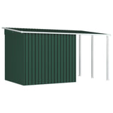 Garden Shed with Extended Roof Green 346x193x181 cm Steel - Top-Down View