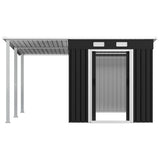 Garden Shed with Extended Roof Anthracite 346x236x181 cm Steel - 45-Degree Angle