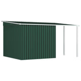 Garden Shed with Extended Roof Green 346x236x181 cm Steel - Top-Down View
