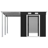Garden Shed with Extended Roof Anthracite 336x270x181 cm Steel - 45-Degree Angle