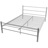 Bed Frame without Mattress Grey Metal Double Size - Front View