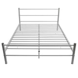 Bed Frame without Mattress Grey Metal Double Size