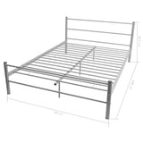 Bed Frame without Mattress Grey Metal Double Size - Low Angle