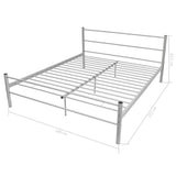 Bed Frame without Mattress Grey Metal Queen Size