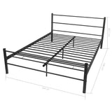 Bed Frame without Mattress Black Metal Double Size - Low Angle
