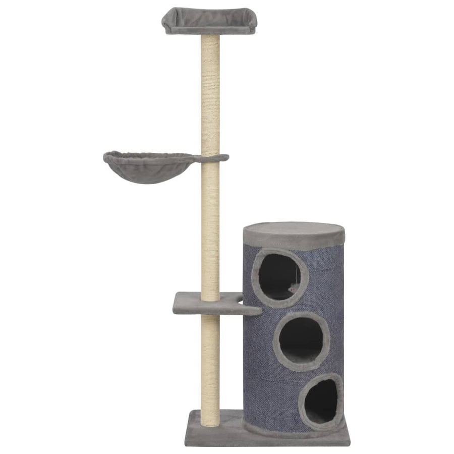 Cat Tree With Sisal Scratching Posts Grey 148 Cm