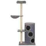 Cat Tree with Sisal Scratching Posts Grey 148 cm - Front View