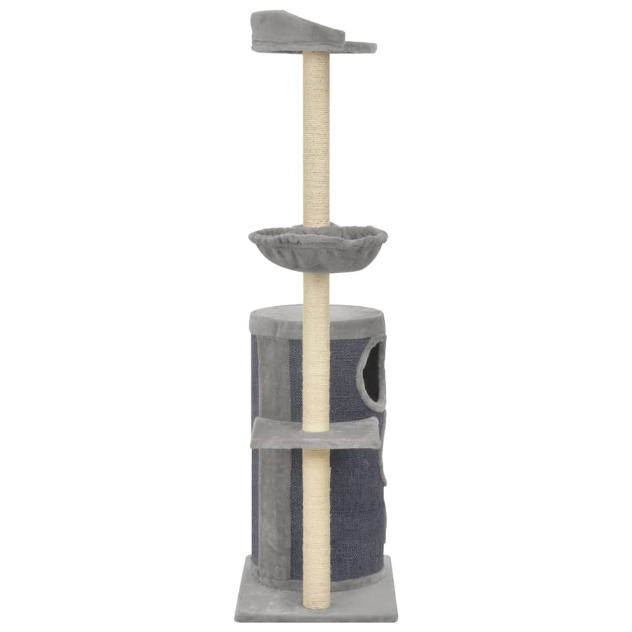Cat Tree With Sisal Scratching Posts Grey 148 Cm