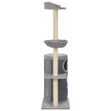 Cat Tree with Sisal Scratching Posts Grey 148 cm - Side View