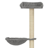 Cat Tree with Sisal Scratching Posts Grey 148 cm - Top-Down View