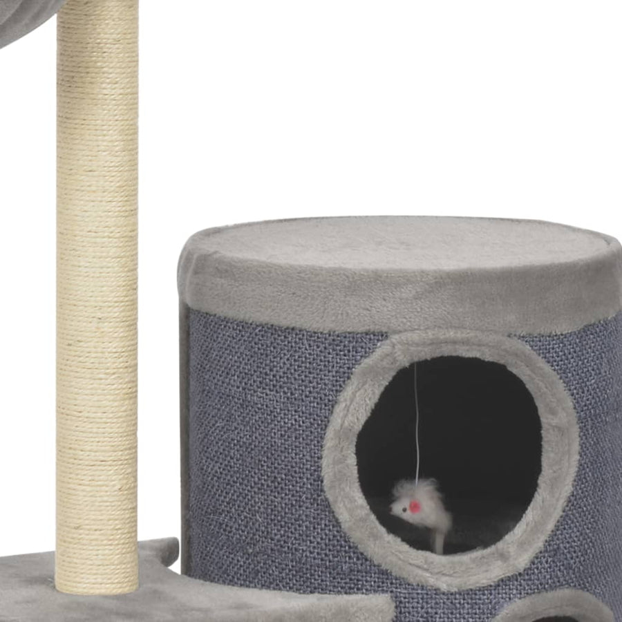 Cat Tree With Sisal Scratching Posts Grey 148 Cm
