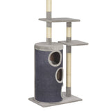 Cat Tree with Sisal Scratching Posts Grey 260 cm - 45-Degree Angle