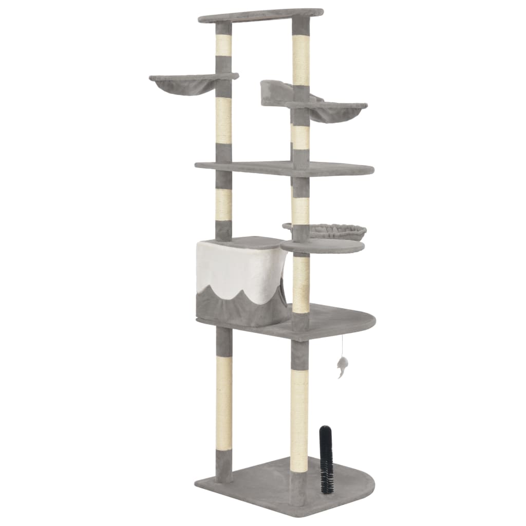 Cat Tree With Sisal Scratching Posts Grey 190 Cm