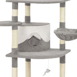 Cat Tree With Sisal Scratching Posts Grey 190 Cm - Top-Down View