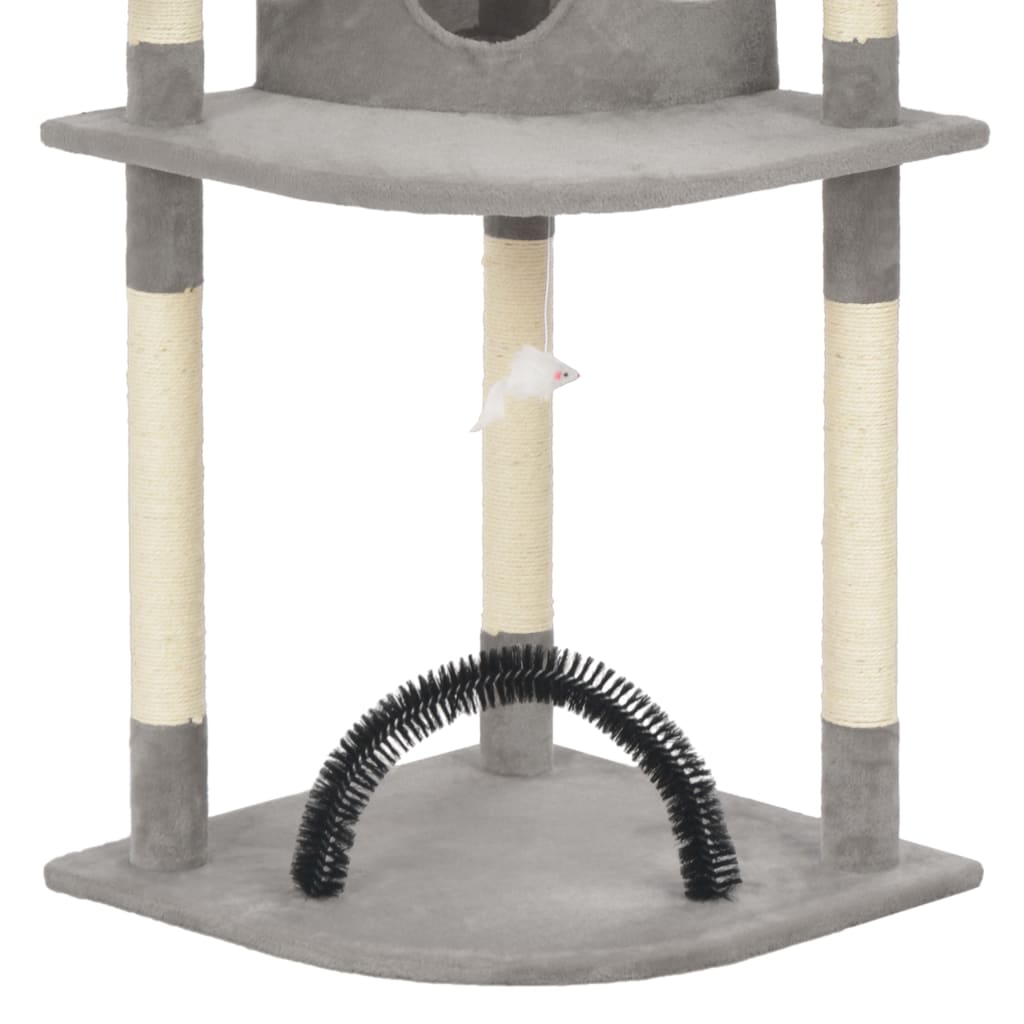 Cat Tree With Sisal Scratching Posts Grey 190 Cm