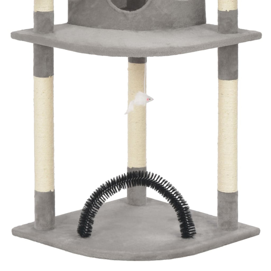 Cat Tree With Sisal Scratching Posts Grey 190 Cm