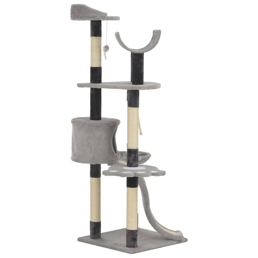 Cat Tree With Sisal Scratching Posts Grey 145 Cm
