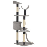 Cat Tree with Sisal Scratching Posts Grey 145 cm - Side View