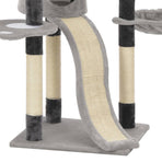 Cat Tree With Sisal Scratching Posts Grey 145 Cm