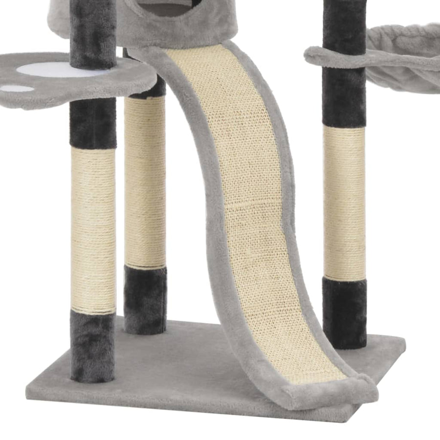 Cat Tree With Sisal Scratching Posts Grey 145 Cm