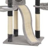Cat Tree with Sisal Scratching Posts Grey 145 cm - 45-Degree Angle