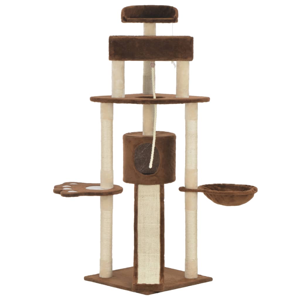 Cat Tree With Sisal Scratching Posts Brown 145 Cm