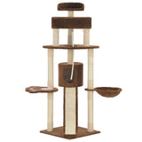 Cat Tree With Sisal Scratching Posts Brown 145 Cm - Front View