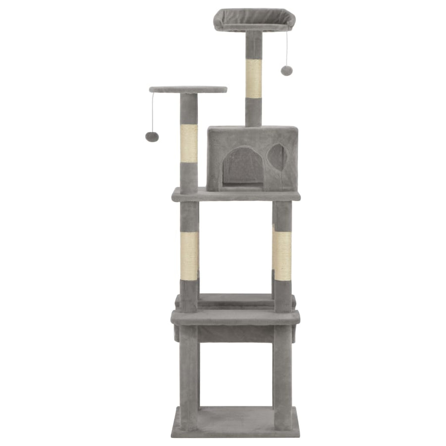 Cat Tree With Sisal Scratching Posts Grey 165 Cm