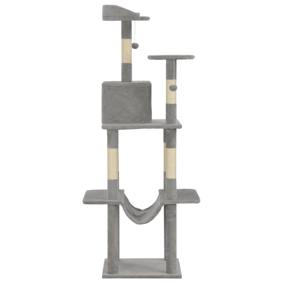 Cat Tree With Sisal Scratching Posts Grey 165 Cm