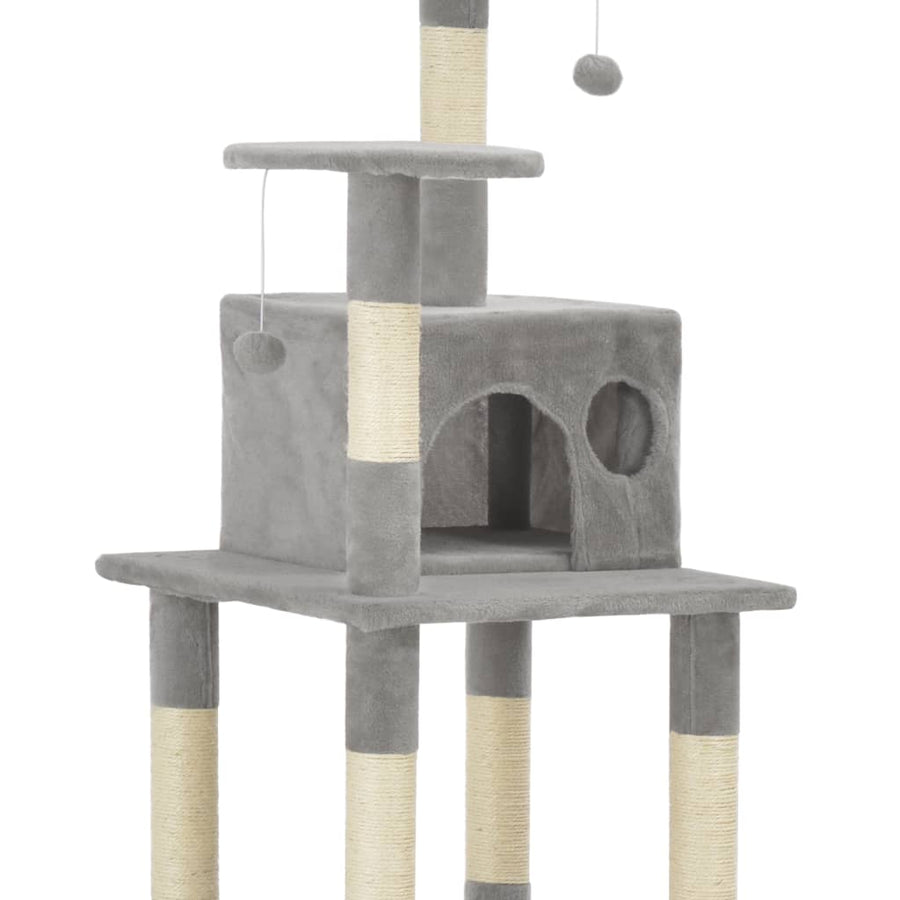 Cat Tree With Sisal Scratching Posts Grey 165 Cm
