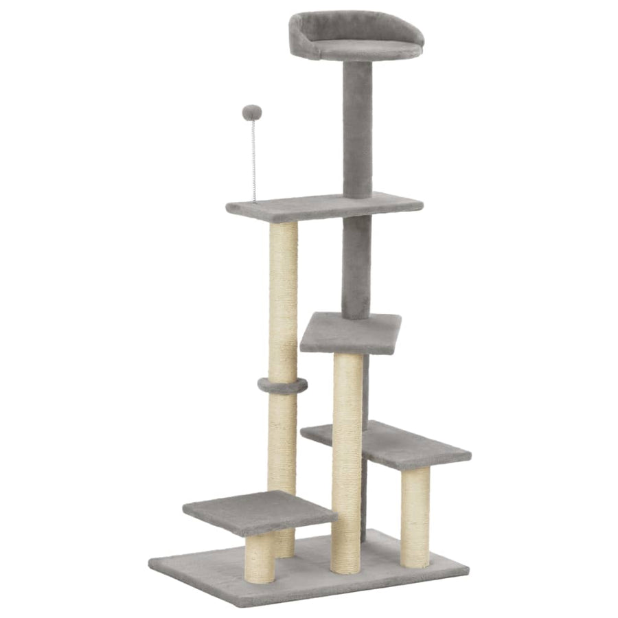 Cat Tree With Sisal Scratching Post Grey 125 Cm