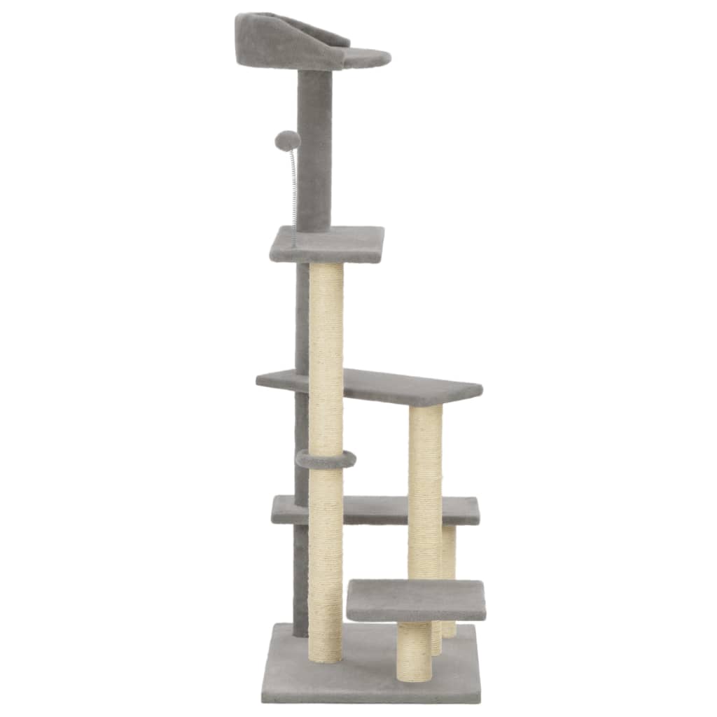 Cat Tree With Sisal Scratching Post Grey 125 Cm