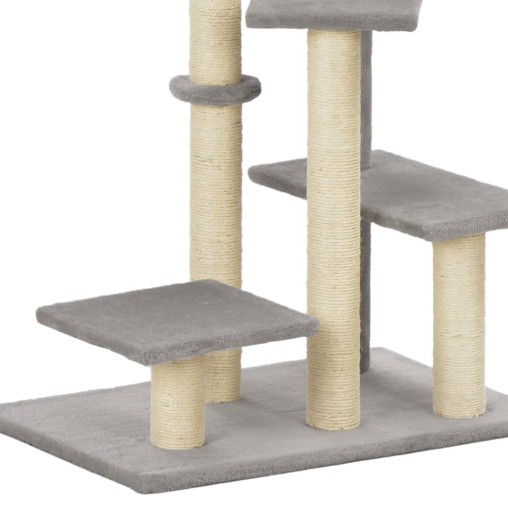 Cat Tree With Sisal Scratching Post Grey 125 Cm