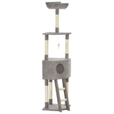 Cat Tree With Sisal Scratching Post Grey 180 Cm