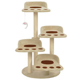 Cat Tree With Sisal Scratching Posts Beige 90 Cm - Front View