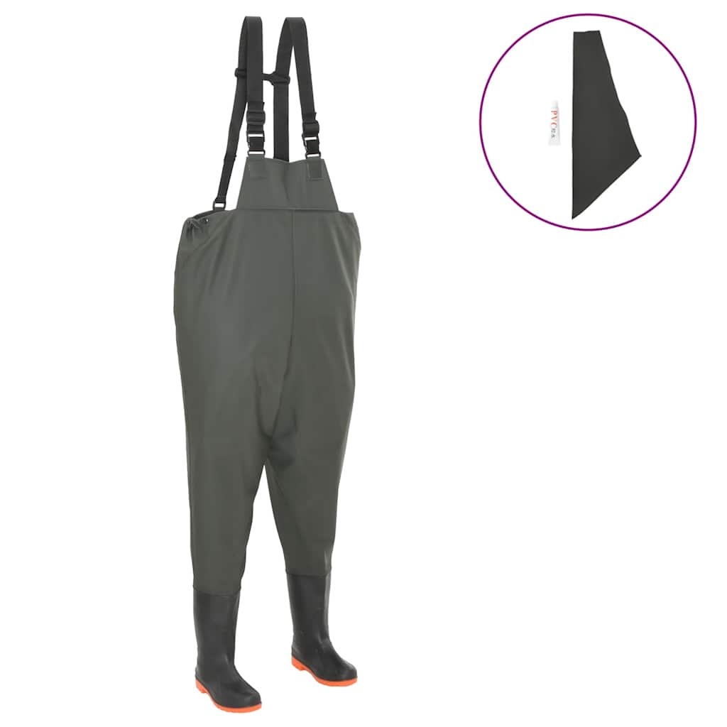 Wading Pants with Boots Green Size 38