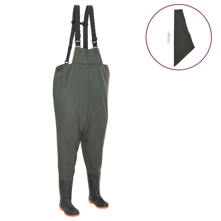 Wading Pants with Boots Green Size 38