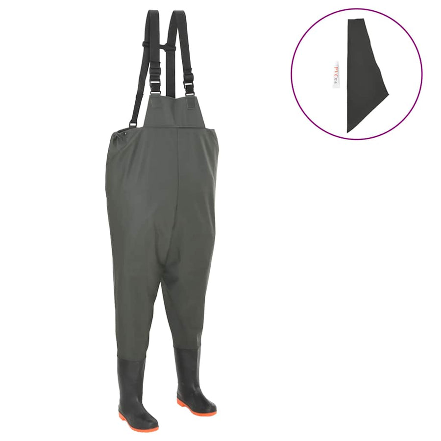 Wading Pants with Boots Green Size 39