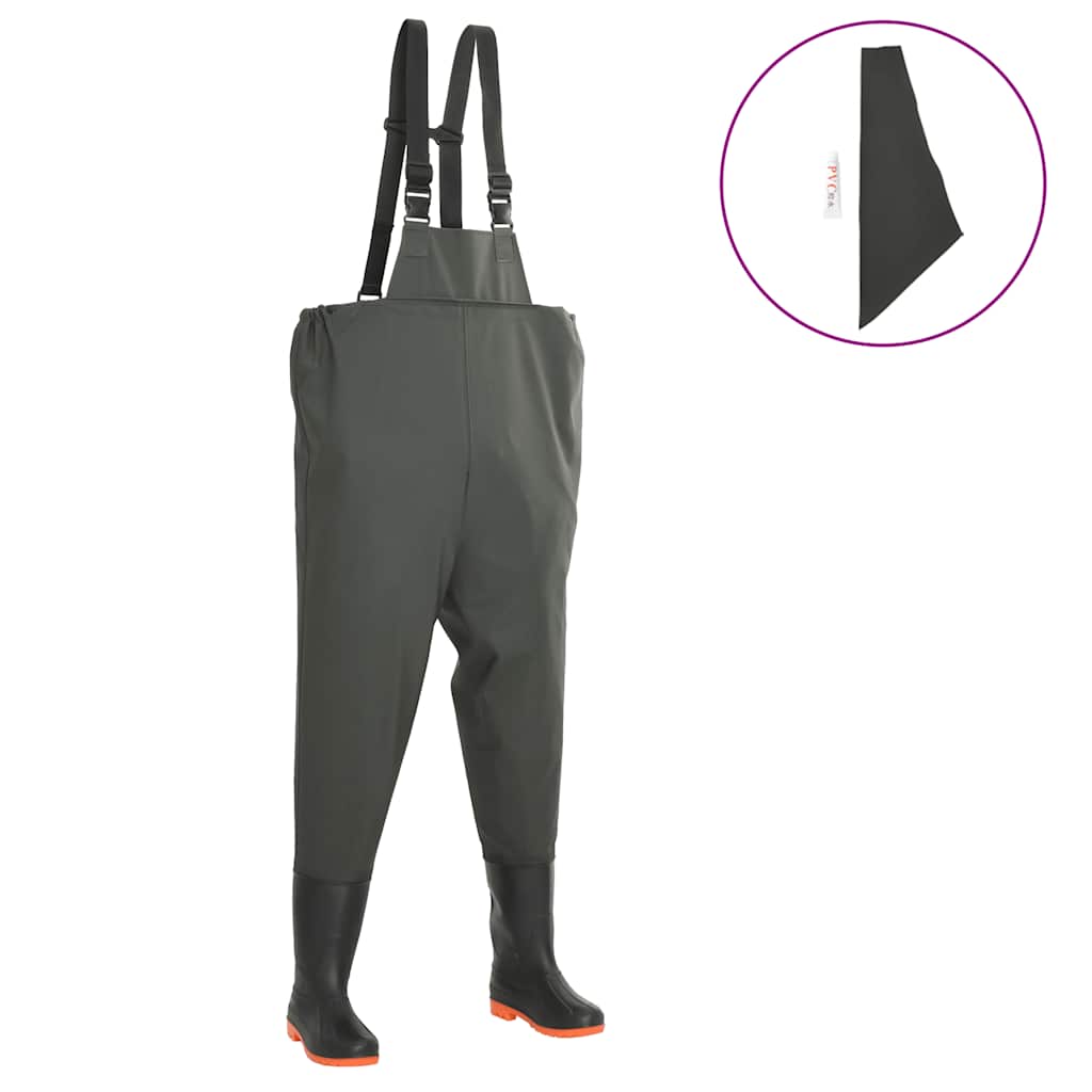 Wading Pants with Boots Green Size 42