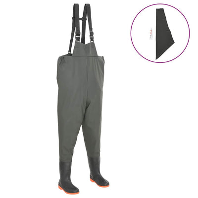 Wading Pants with Boots Green Size 43