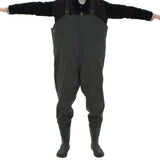 Wading Pants with Boots Green Size 46 - Top-Down View